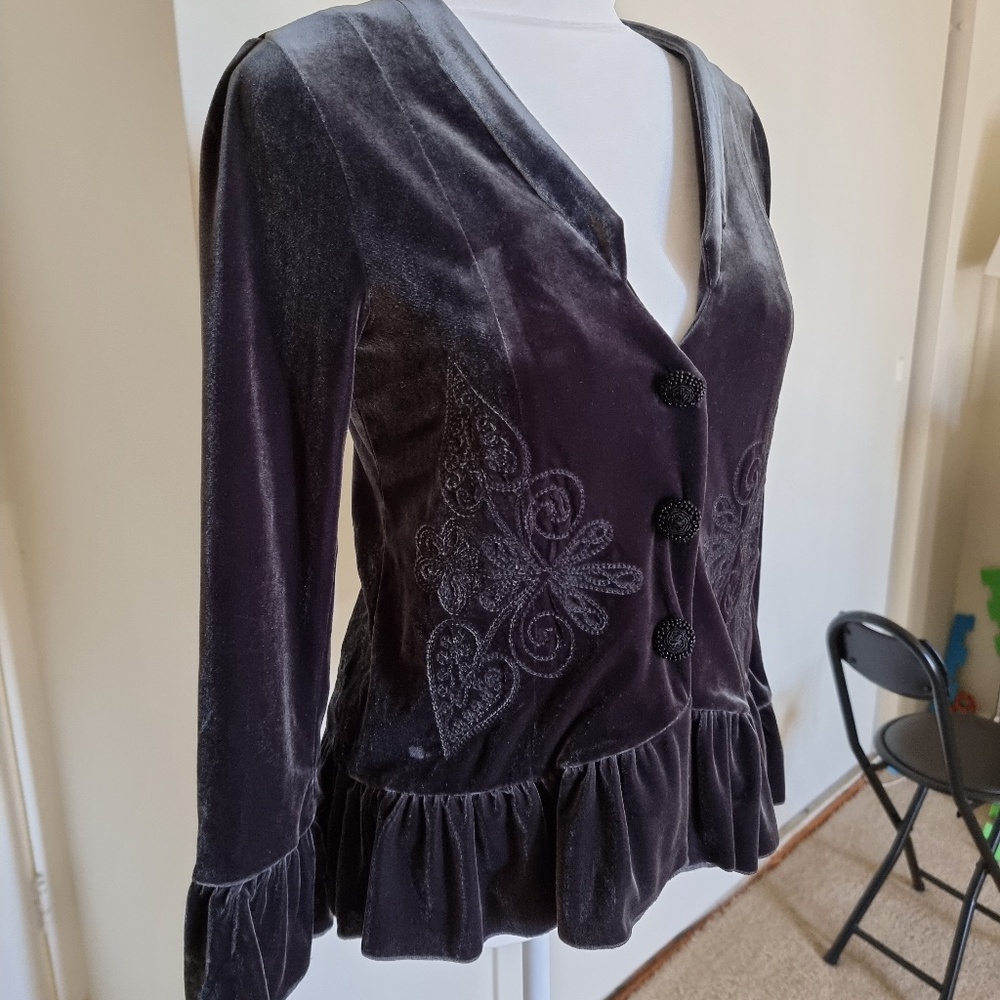Odd Molly Embroidered Velvet Jacket size 1 (Small)